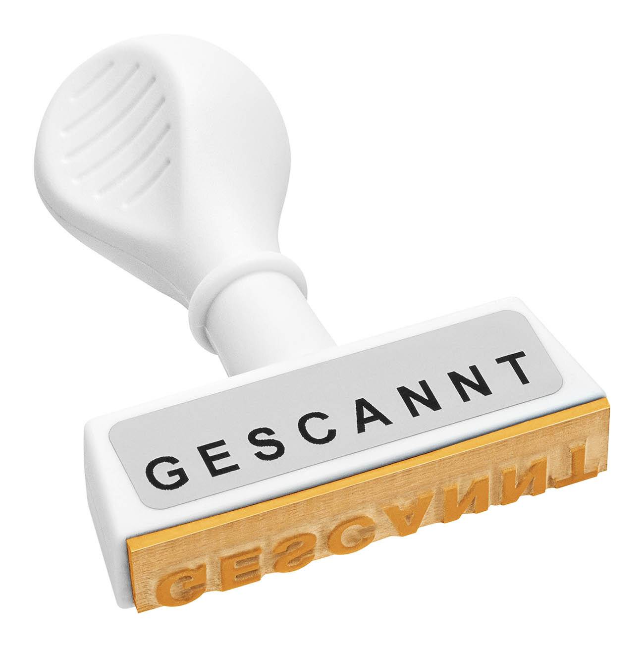 WEDO Stempel Text Gescannt, Lagertext 4,5 cm Breite