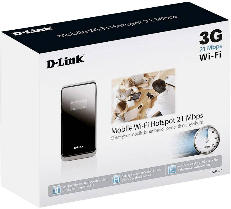 D-Link DWR-730 Mobiler 3G-WLAN-Hotspot Schwarz