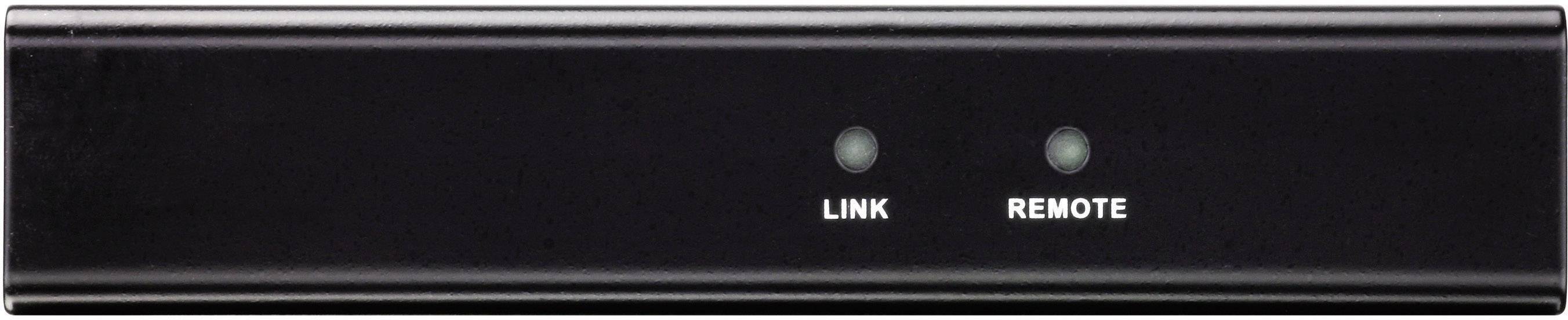 Schwarzes Gerät mit zwei Leuchten: 'LINK' und 'REMOTE'.