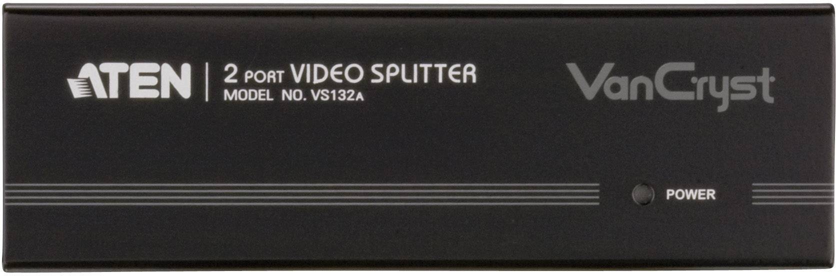 ATEN VS132A 2 Port VGA-Splitter mit eingebautem Repeater 2048 x 1536 Pixel Schwarz