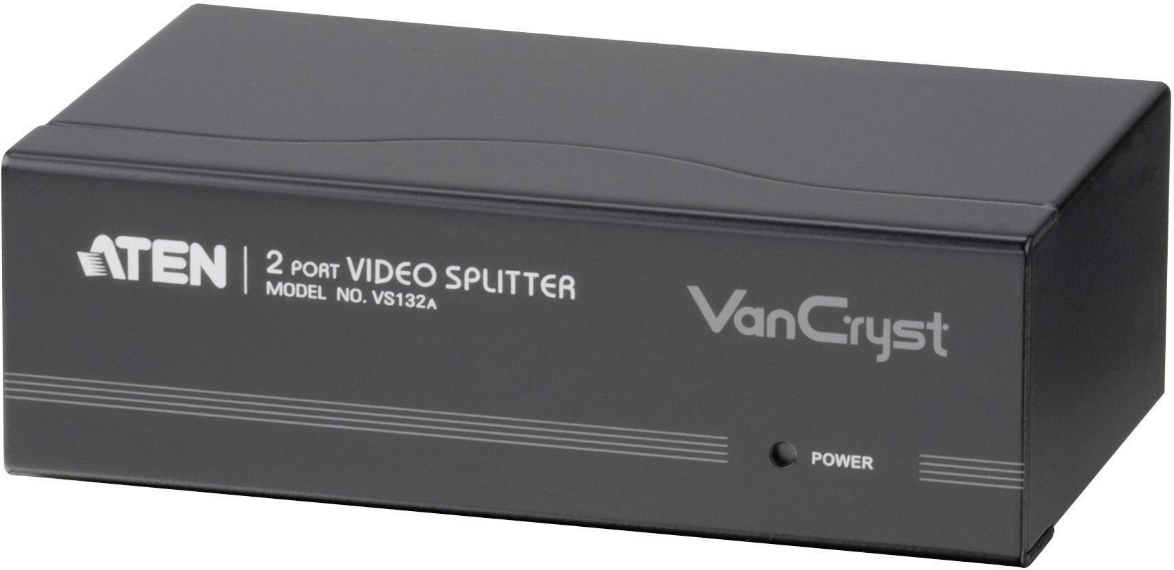 ATEN VS132A 2 Port VGA-Splitter mit eingebautem Repeater 2048 x 1536 Pixel Schwarz