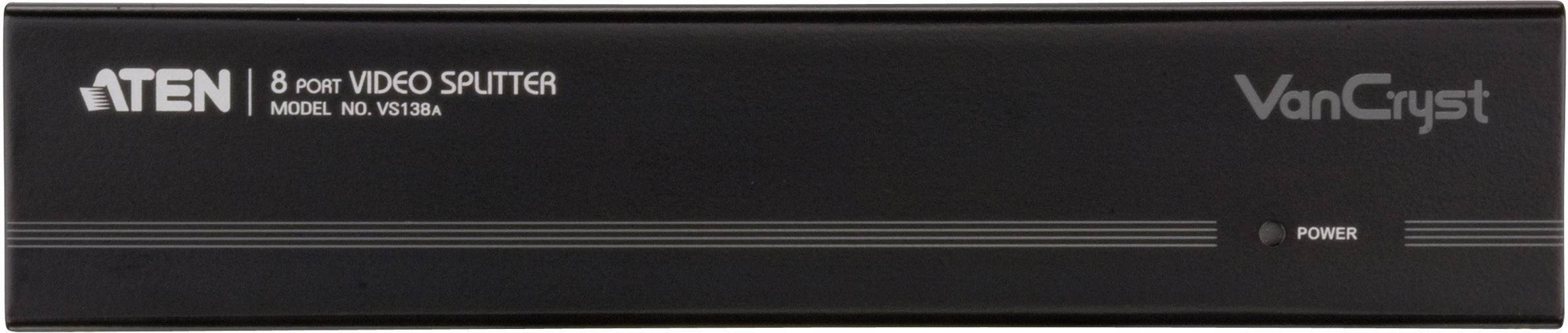 ATEN VS138A-AT-G 8 Port VGA-Splitter mit eingebautem Repeater 2048 x 1536 Pixel Schwarz