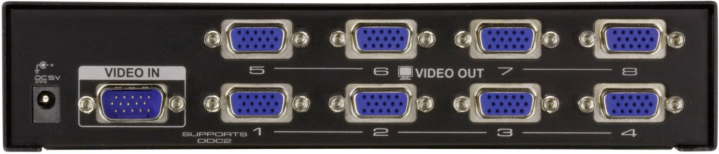 ATEN VS138A-AT-G 8 Port VGA-Splitter mit eingebautem Repeater 2048 x 1536 Pixel Schwarz