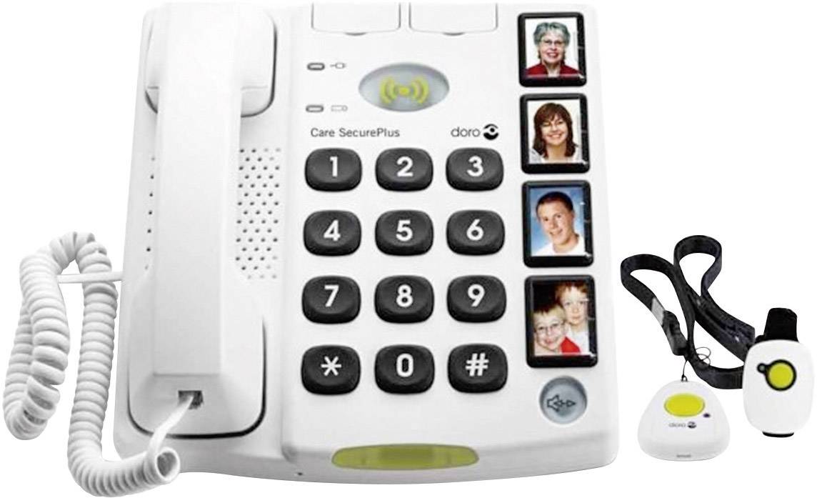 Doro Secure 347 Schnurgebundenes Seniorentelefon Optische Anrufsignalisierung, Freisprechen kein Display Weiß