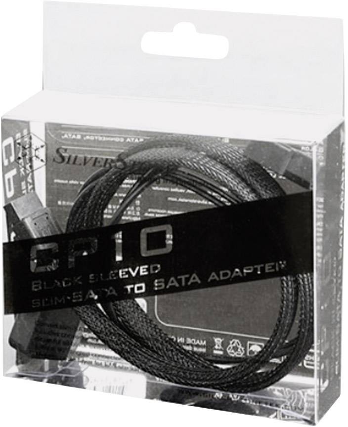 Silverstone Festplatten Anschlusskabel [1x Slimline-SATA-Kombi-Buchse 7+6pol. - 1x SATA-Buchse 7pol., IDE-Strom-Stecker 4pol.] 0.50 m Schwarz