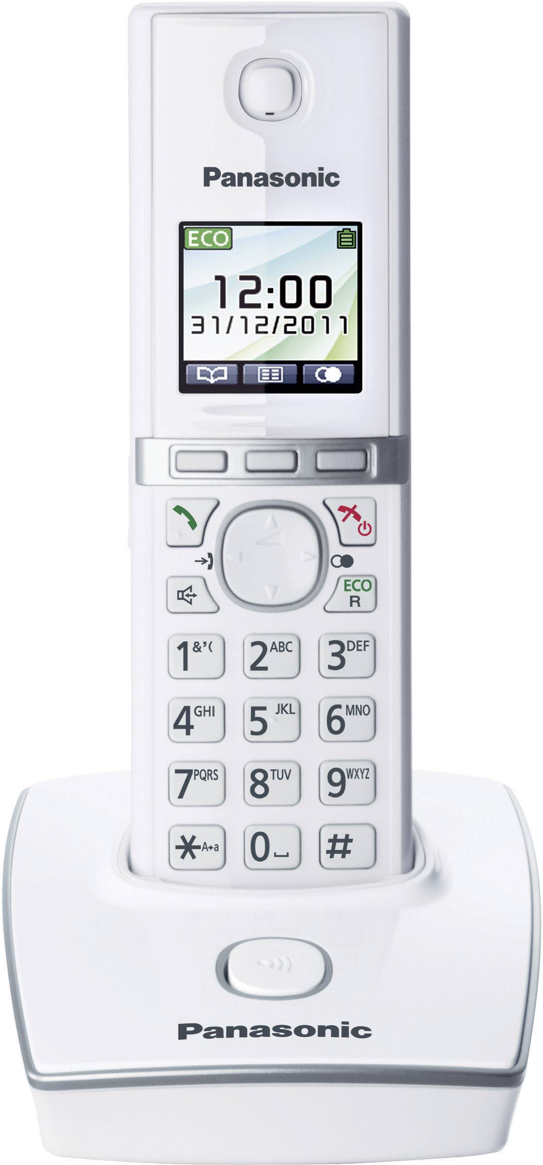Panasonic KX-TG8051 DECT, GAP Schnurloses Telefon analog Headsetanschluss Weiß, Silber