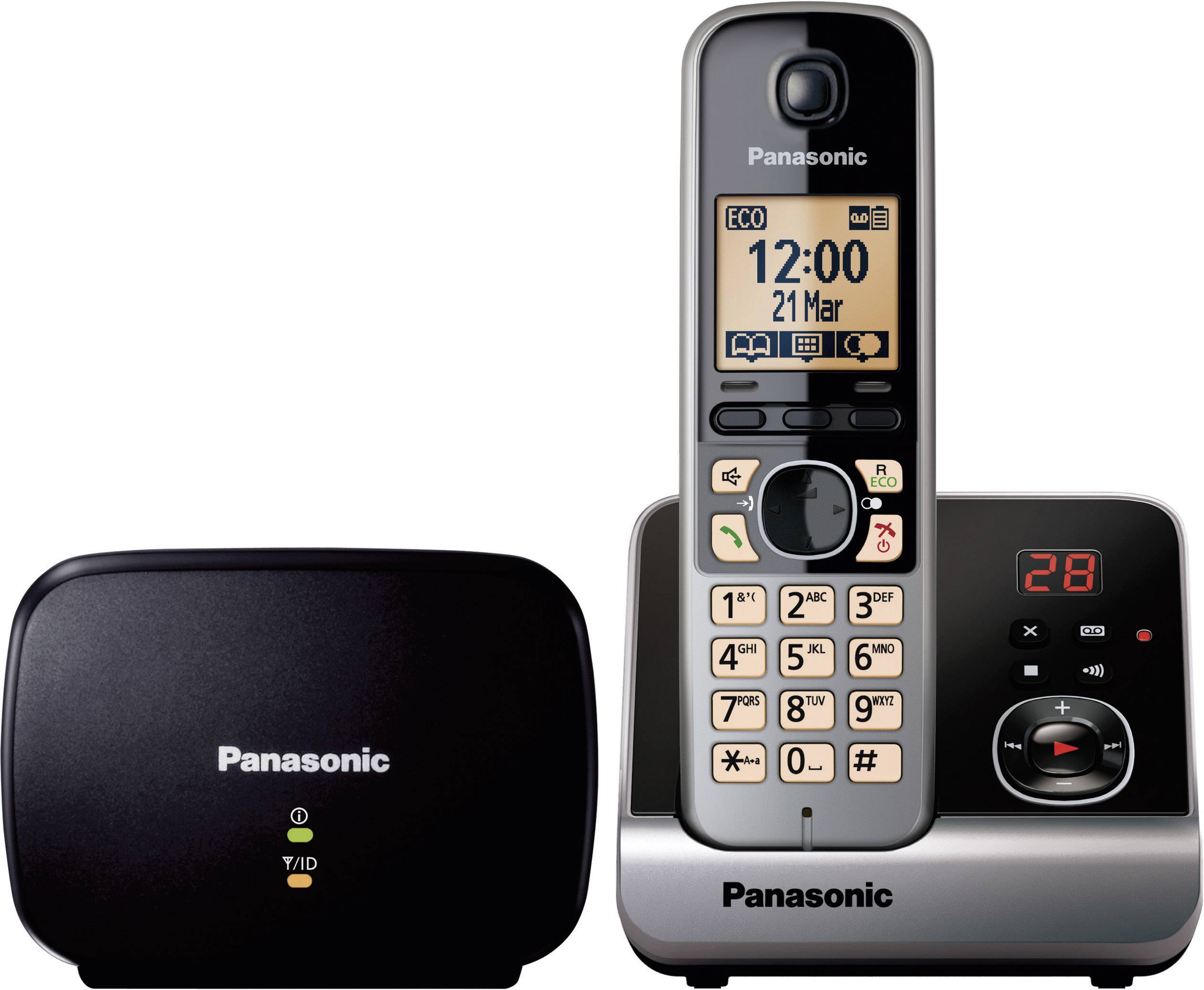Panasonic KX-TG6761 DECT, GAP Schnurloses Telefon analog  Anrufbeantworter, DECT Repeater Schwarz, Silber