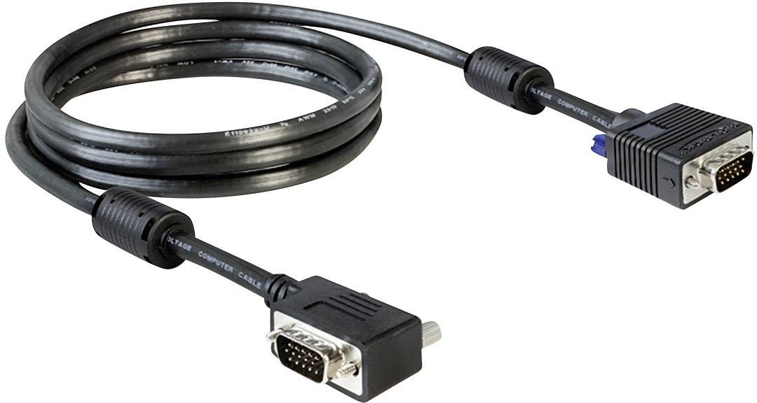 Schwarzes VGA-Kabel mit Steckern an beiden Enden, geeignet zur Verbindung von Computer und Bildschirm.