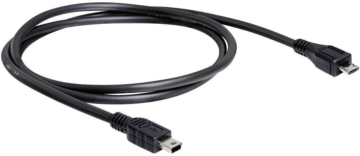 Delock USB-Kabel USB 2.0 USB-Micro-B Stecker, USB-Mini-B Stecker 1.00m Schwarz vergoldete Steckkontakte, UL-zertifiziert 83177