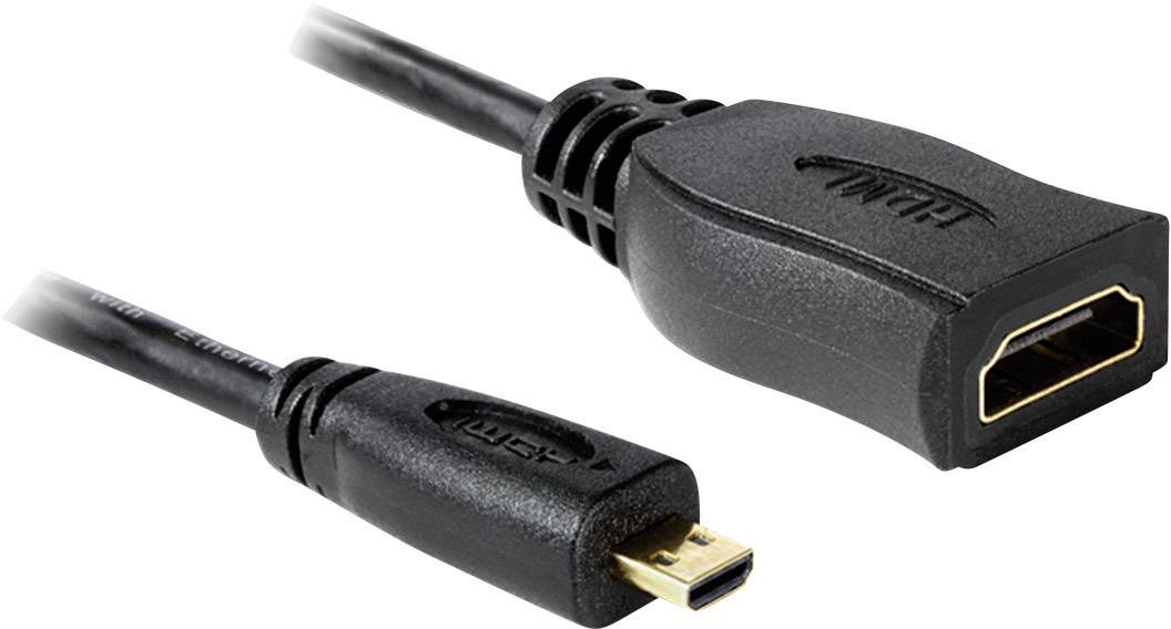 Delock HDMI Verlängerungskabel 0.23 m Schwarz 65391 Audio Return Channel, vergoldete Steckkontakte, 4K UHD HDMI-Kabel