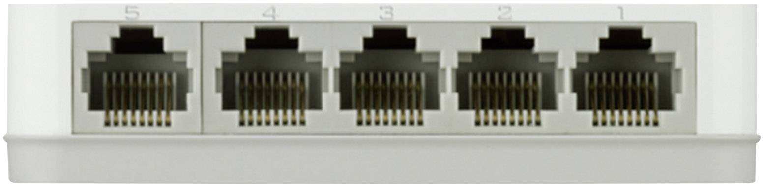 Ein Netzwerk-Switch mit fünf Ethernet-Ports, nummeriert von 1 bis 5.