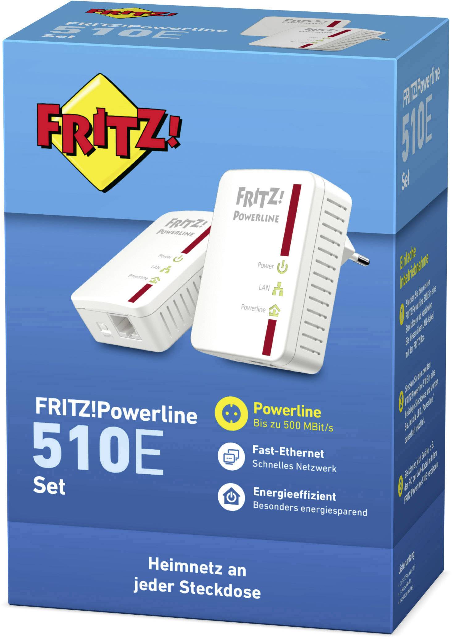 AVM FRITZ!Powerline 510E Set Powerline Starter Kit 20002575 500MBit/s