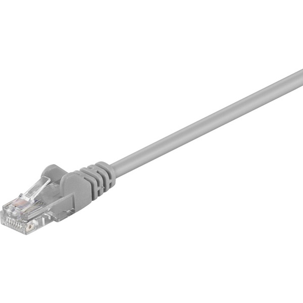 RJ45 Câble réseau, câble patch CAT 5e U/UTP 0.50 m gris avec cliquet d'encastrement