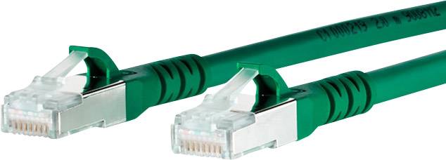 Zwei grüne Ethernet-Kabel mit RJ45-Steckern, geeignet für Netzwerkanwendungen.