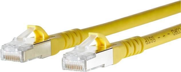 Metz Connect 1308453077-E RJ45 Netzwerkkabel, Patchkabel CAT 6a S/FTP 3.00 m Gelb mit Rastnasenschu