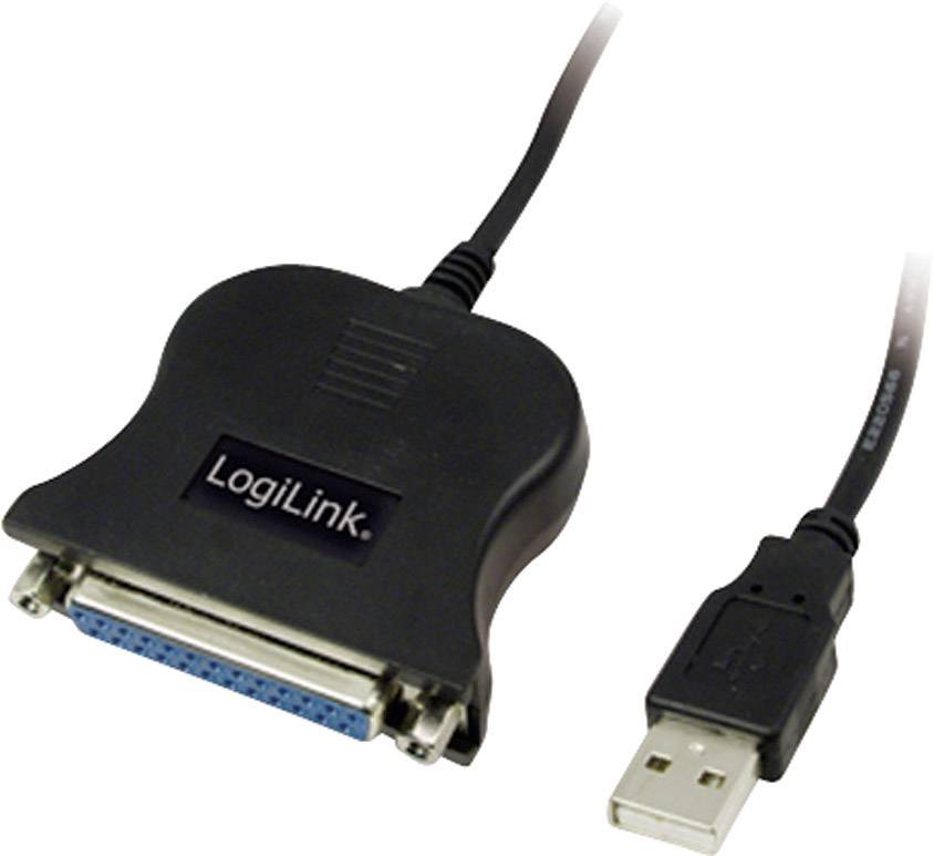 'LogiLink'-USB-auf-Druckerkabeladapter, schwarz, verbindet Parallel- mit USB-Anschluss, ideal für ältere Druckermodelle.