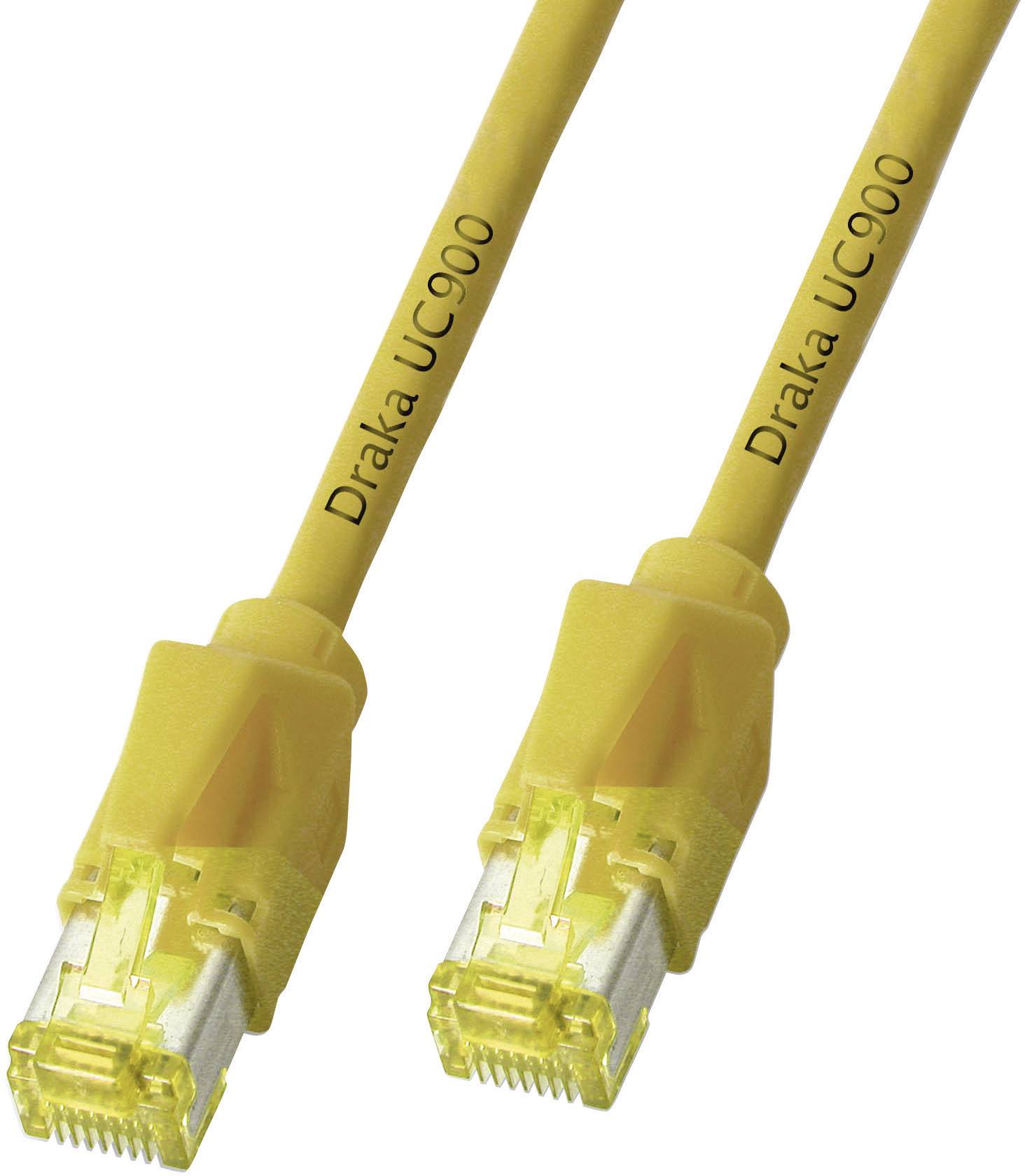 DRAKA K8560GE.1 RJ45 Netzwerkkabel, Patchkabel CAT 6a S/FTP 1.00 m Gelb Flammwidrig, mit Rastnasenschutz 1 St.
