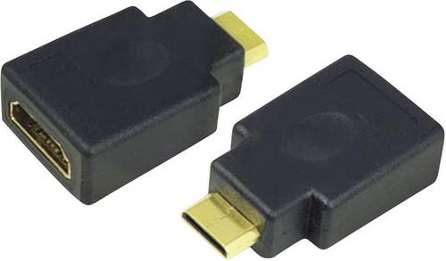 LogiLink AH0009 HDMI Adapter [1x HDMI-Stecker C Mini - 1x HDMI-Buchse] Schwarz vergoldete Steckkont