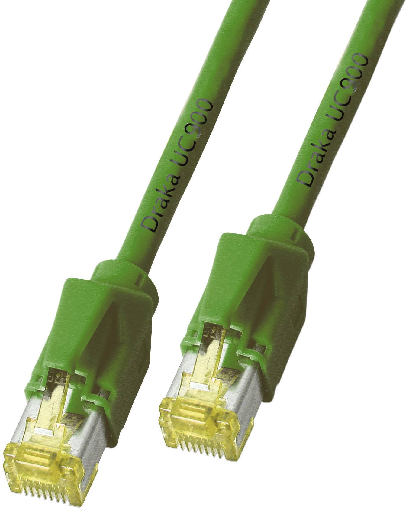 DRAKA K8560GN.1 RJ45 Netzwerkkabel, Patchkabel CAT 6a S/FTP 1.00 m Grün Flammwidrig, mit Rastnasenschutz 1 St.