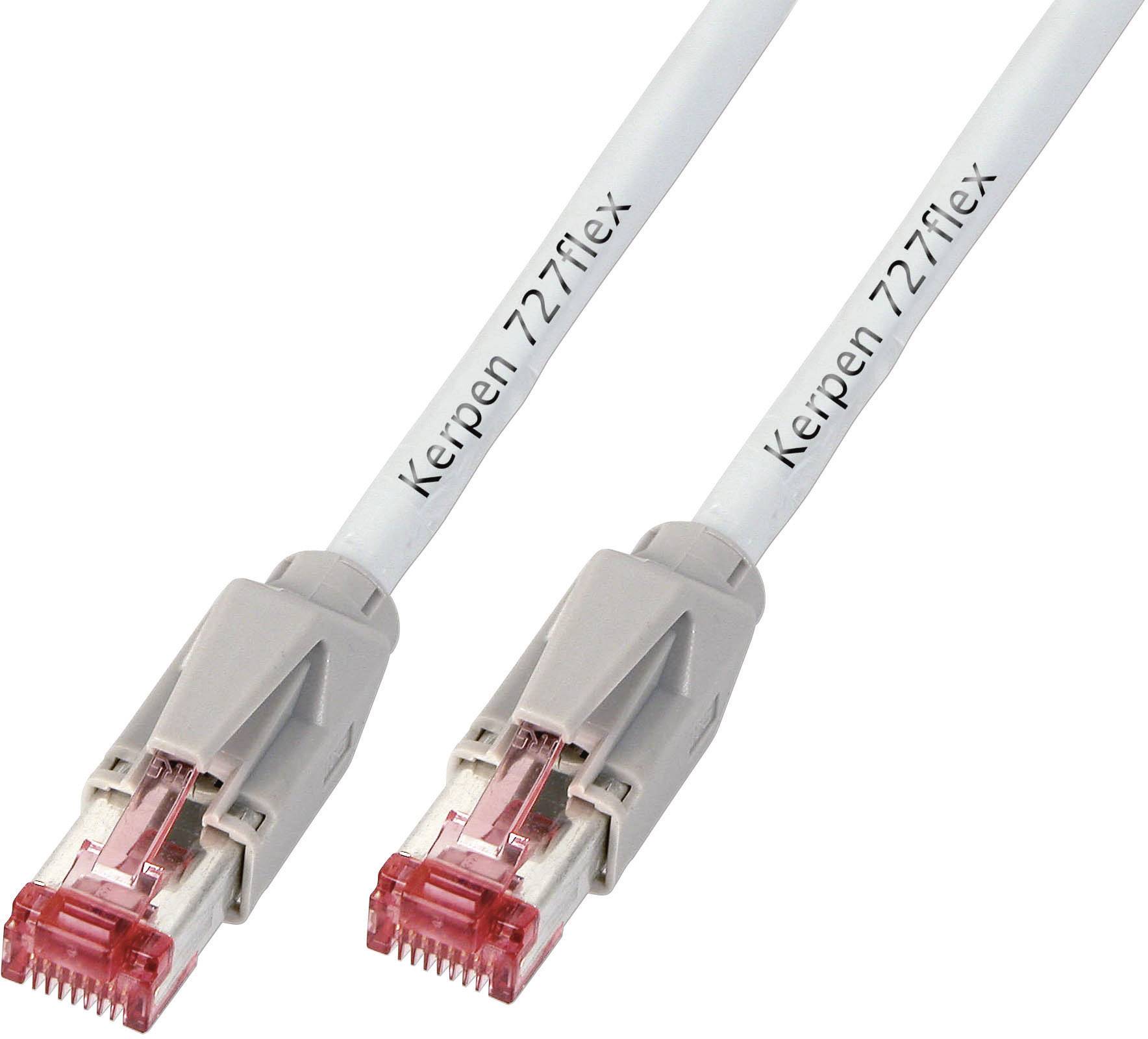 Kerpen K8210GR.0,50 RJ45 Netzwerkkabel, Patchkabel CAT 6 S/FTP 0.50 m Grau Flammwidrig, mit Rastnasenschutz 1 St.