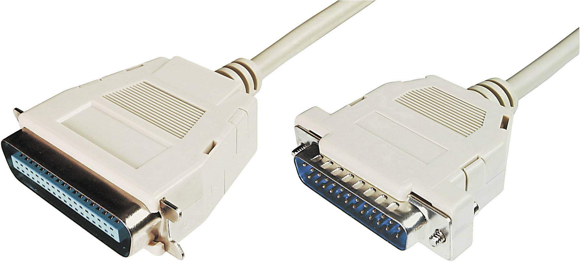 Digitus Parallel Anschlusskabel [1x D-SUB-Stecker 25pol. - 1x Centronics-Stecker] 1.80m Beige