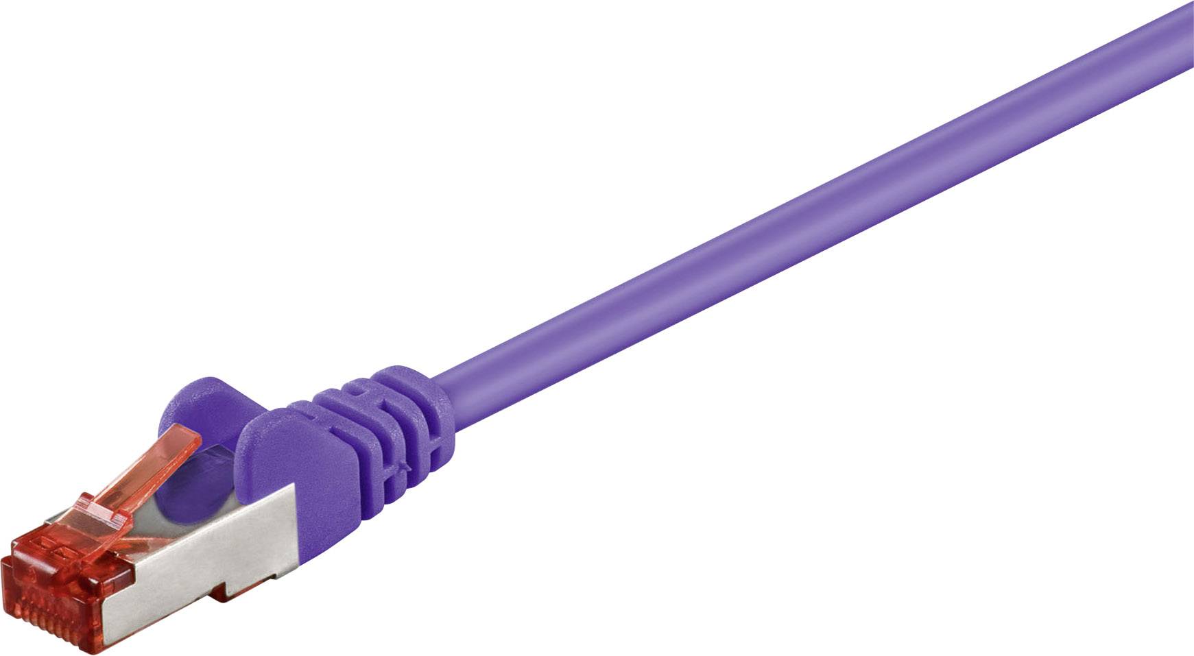 Goobay 93535 RJ45 Patchkabel CAT 6 S/FTP 0.50 m Violett Flammwidrig, mit Rastnasenschutz 1 St.
