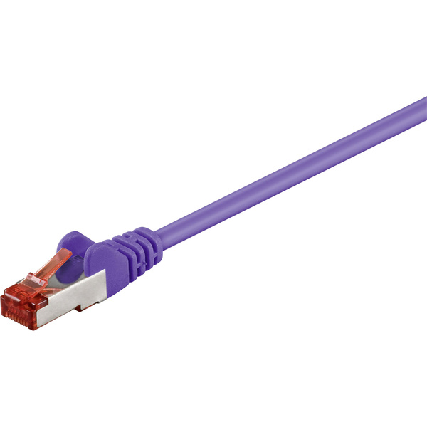 Goobay RJ45 Netzwerk Anschlusskabel CAT 6 S/FTP 1.50 m Violett Flammwidrig, mit Rastnasenschutz