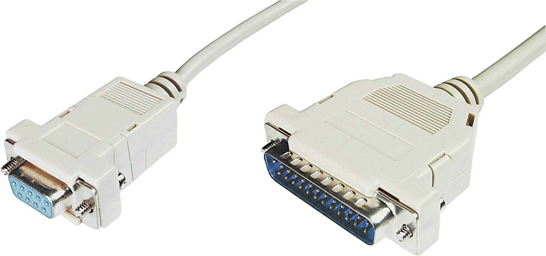 Digitus Seriell Anschlusskabel [1x D-SUB-Stecker 25pol. - 1x D-SUB-Buchse 9pol.] 3.00m Beige