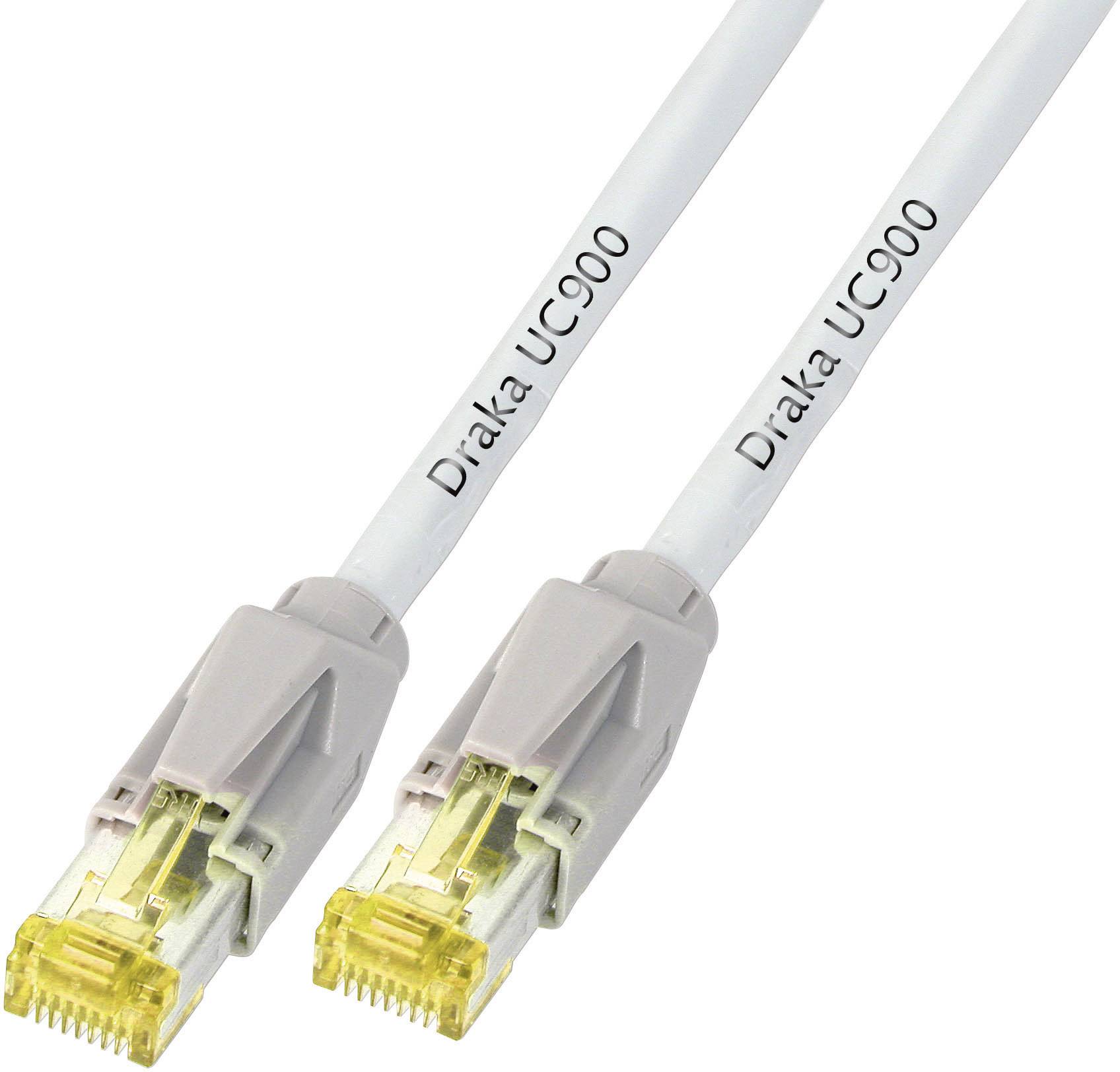 DRAKA K8560GR.10 RJ45 Netzwerkkabel, Patchkabel CAT 6a S/FTP 10.00 m Grau Flammwidrig, mit Rastnasenschutz 1 St.