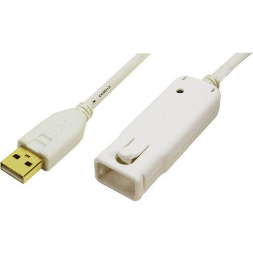 LogiLink USB-Kabel USB 2.0 USB-A Stecker, USB-A Buchse 12.00m Weiß vergoldete Steckkontakte, UL-zertifiziert UA0092