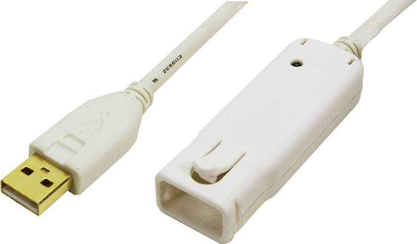 LogiLink USB-Kabel USB 2.0 USB-A Stecker, USB-A Buchse 12.00m Weiß vergoldete Steckkontakte, UL-zertifiziert UA0092