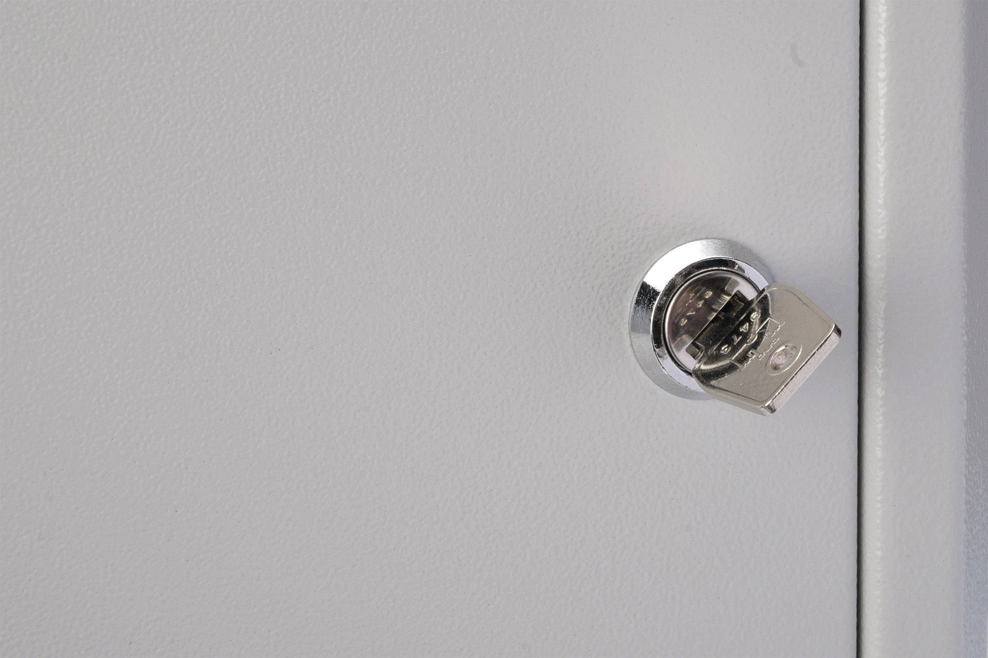 Digitus DN-CC 9002 mit Glastür und Lüfter PC-Schrank (B x H x T) 300 x 650 x 600 mm Lichtgrau (RAL 7035)