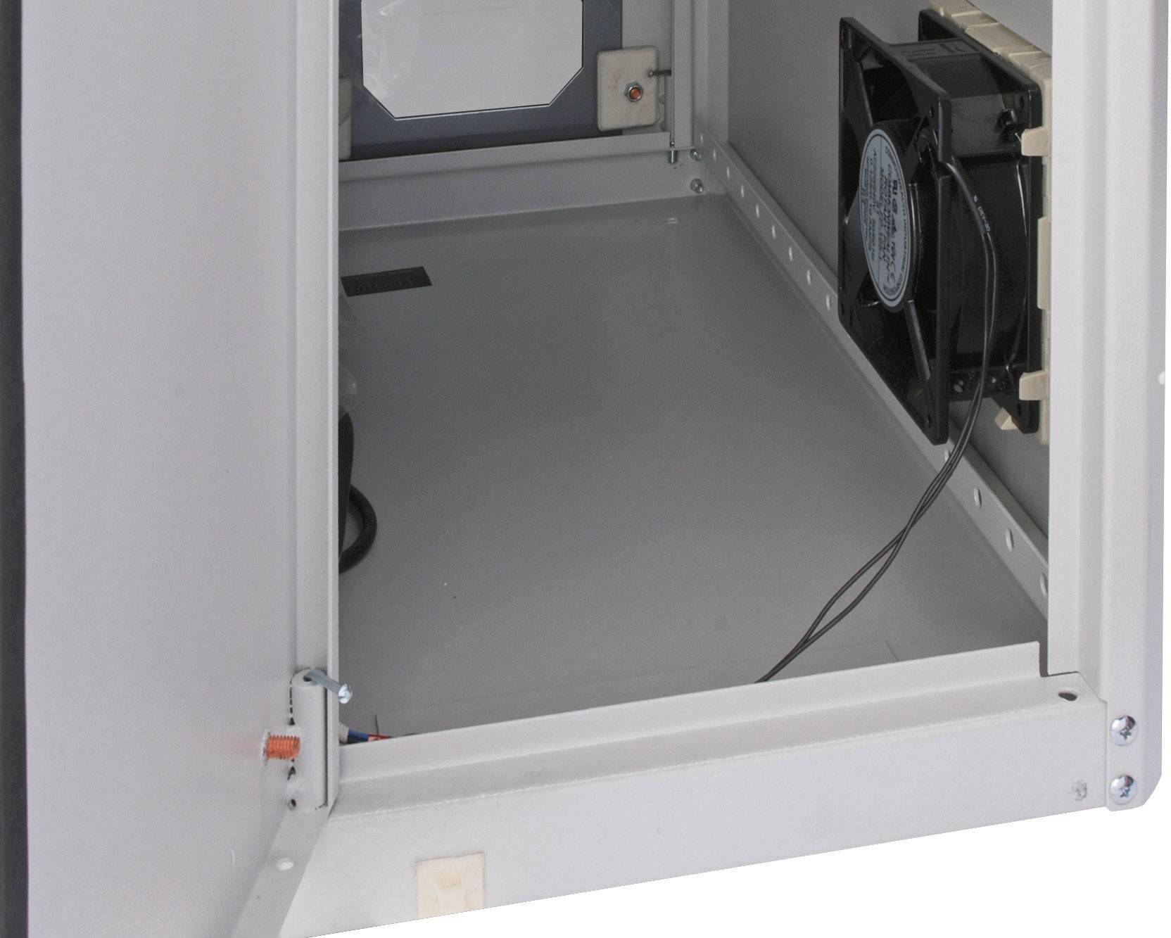 Digitus DN-CC 9002 mit Glastür und Lüfter PC-Schrank (B x H x T) 300 x 650 x 600 mm Lichtgrau (RAL 7035)