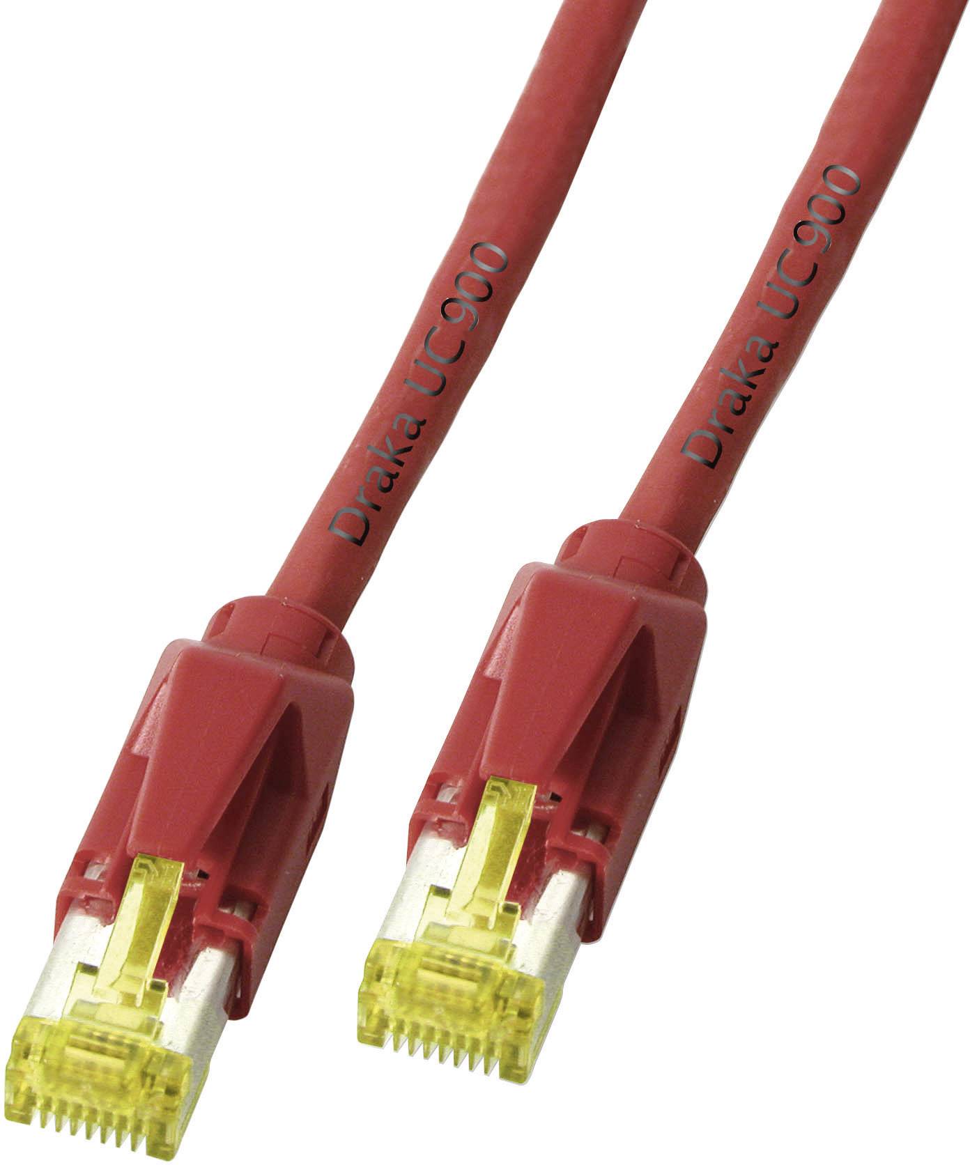 DRAKA K8560RT.10 RJ45 Netzwerkkabel, Patchkabel CAT 6a S/FTP 10.00 m Rot Flammwidrig, mit Rastnasenschutz 1 St.