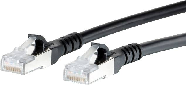 Zwei Ethernet-Kabel mit RJ-45-Steckern, Schwarz und Silbern, liegen nebeneinander auf einem weißen Hintergrund.