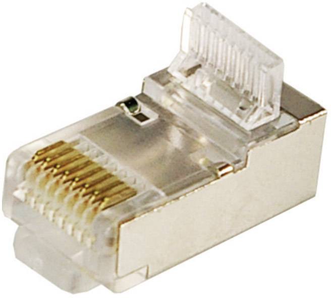 LogiLink RJ45-Modularstecker CAT 5e, geschirmt MP0004 Stecker, gerade Pole: 8P8C Silber 100St.