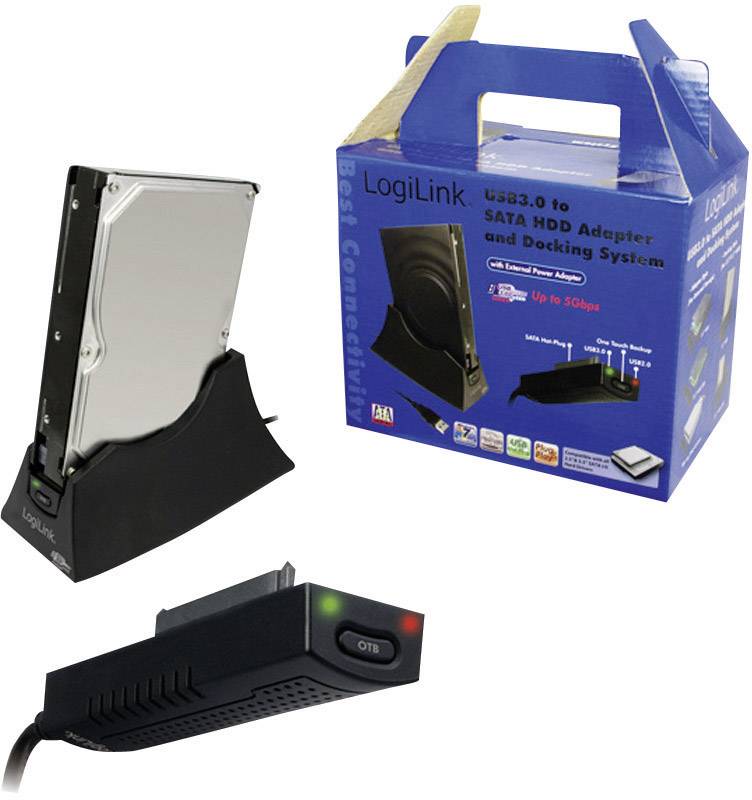 LogiLink AU0008B USB 3.0 SATA 1 Port Festplatten-Dockingstation mit OTB-Funktion