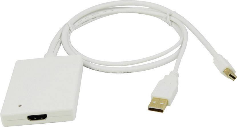 LogiLink DisplayPort / HDMI Adapter [1x Mini-DisplayPort Stecker - 1x HDMI-Buchse, USB 2.0 Stecker A] Weiß 0.60m