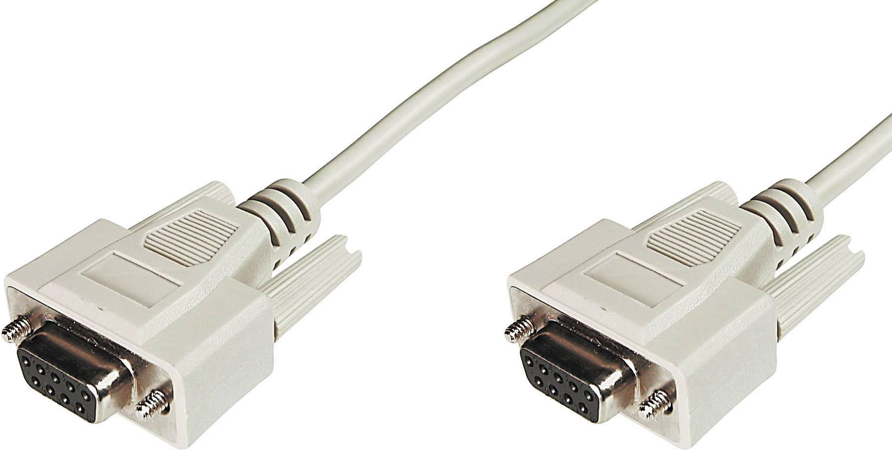 Digitus Seriell Anschlusskabel [1x D-SUB-Buchse 9pol. - 1x D-SUB-Buchse 9pol.] 5.00m Beige