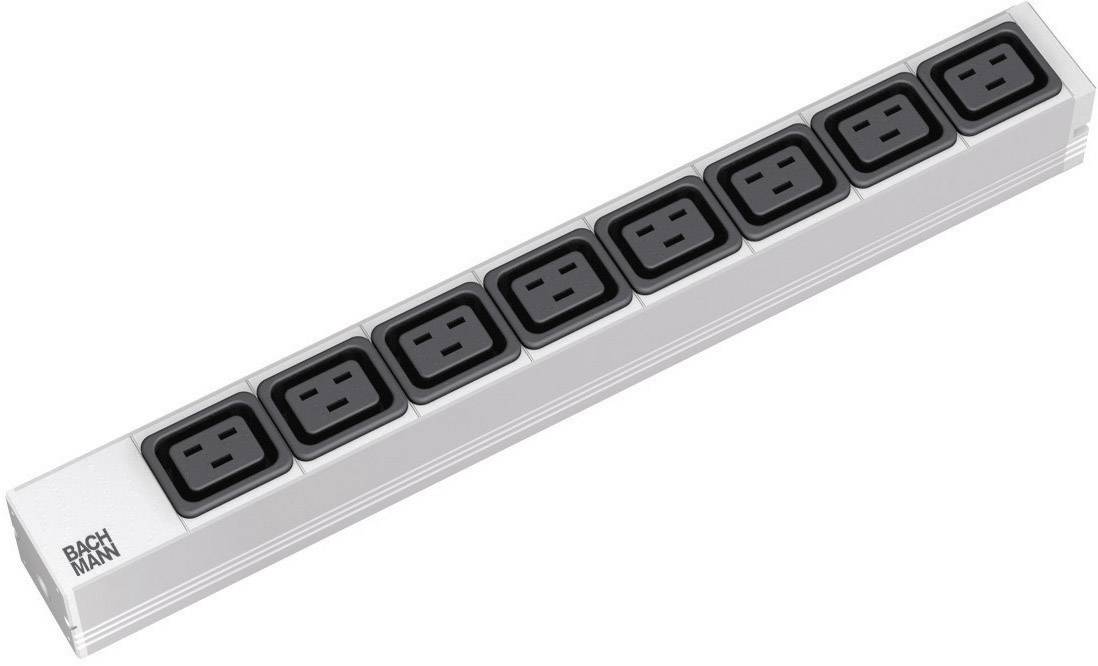 Bachmann 19" PDU Basic, 16A Steckdosenleiste ohne Schalter, Anschlusskabel mit C20 Stecker, 8-fach