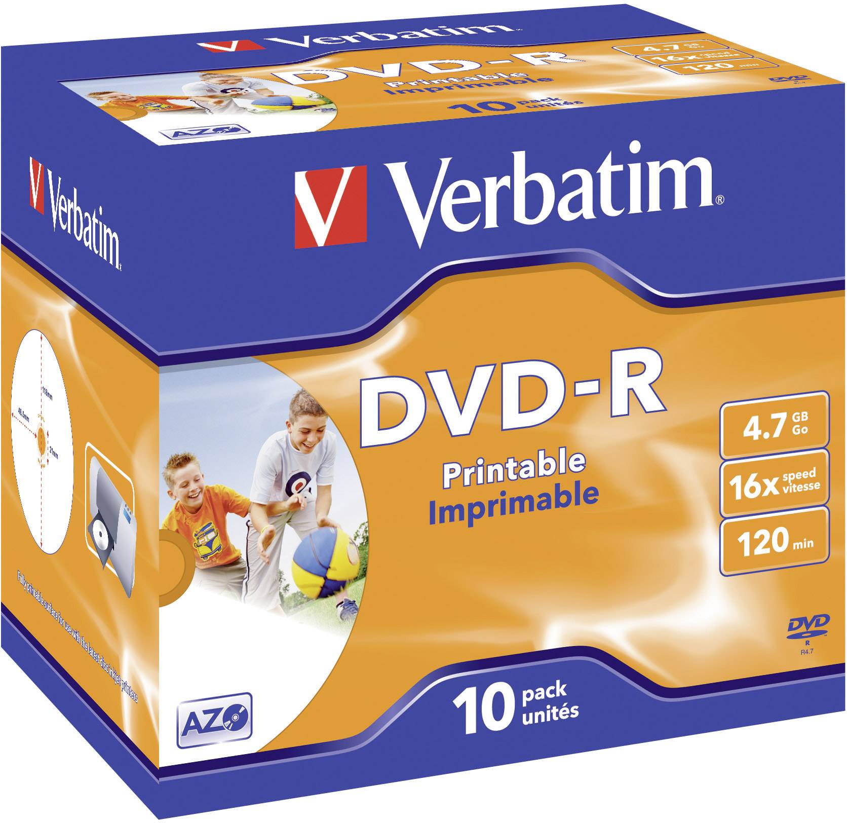 Verbatim 43521 DVD-R Rohling 4.7 GB 10 St. Jewelcase Bedruckbar