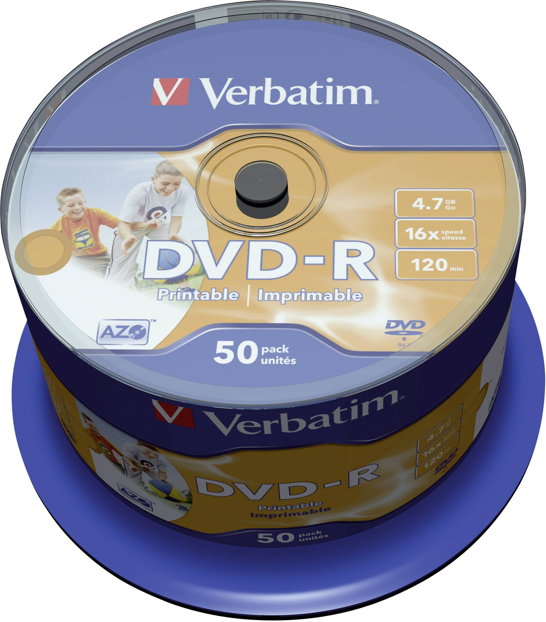Verbatim 43533 DVD-R Rohling 4.7 GB 50 St. Spindel Bedruckbar