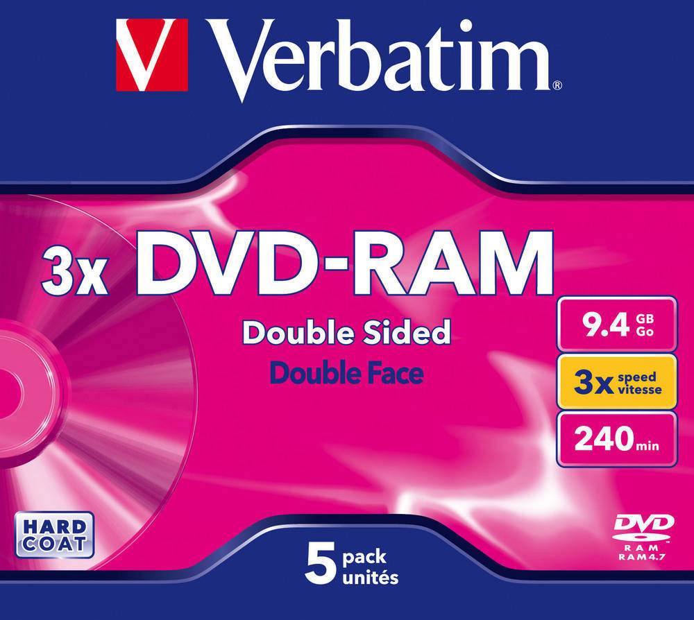 Verbatim 43493 DVD-RAM Rohling 9.4GB 5 St. Jewelcase Antikratzbeschichtung