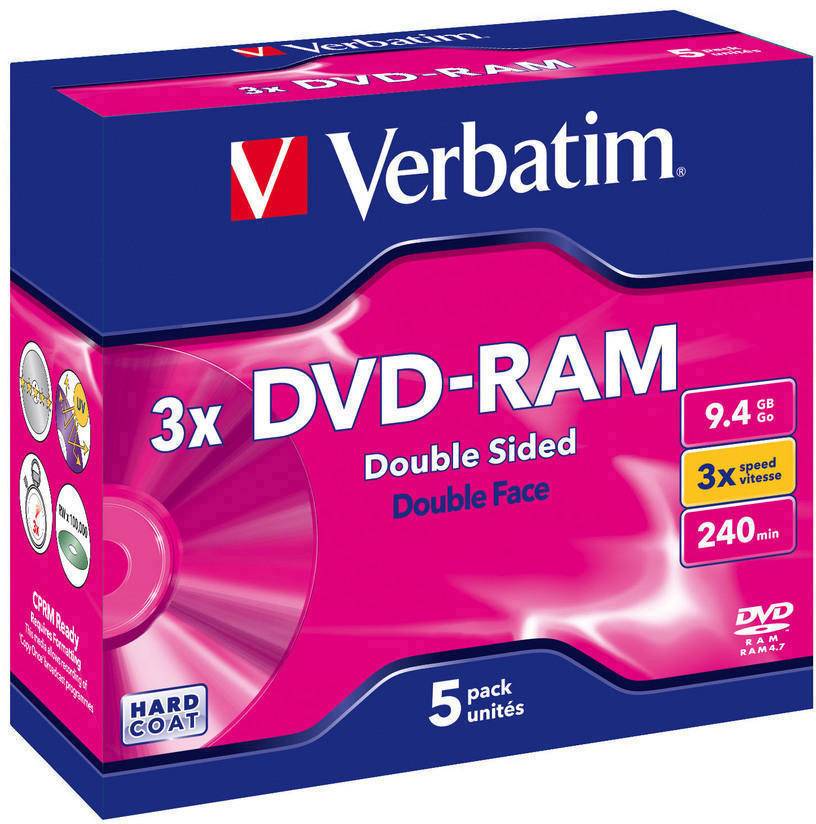 Verbatim 43493 DVD-RAM Rohling 9.4 GB 5 St. Jewelcase Antikratzbeschichtung