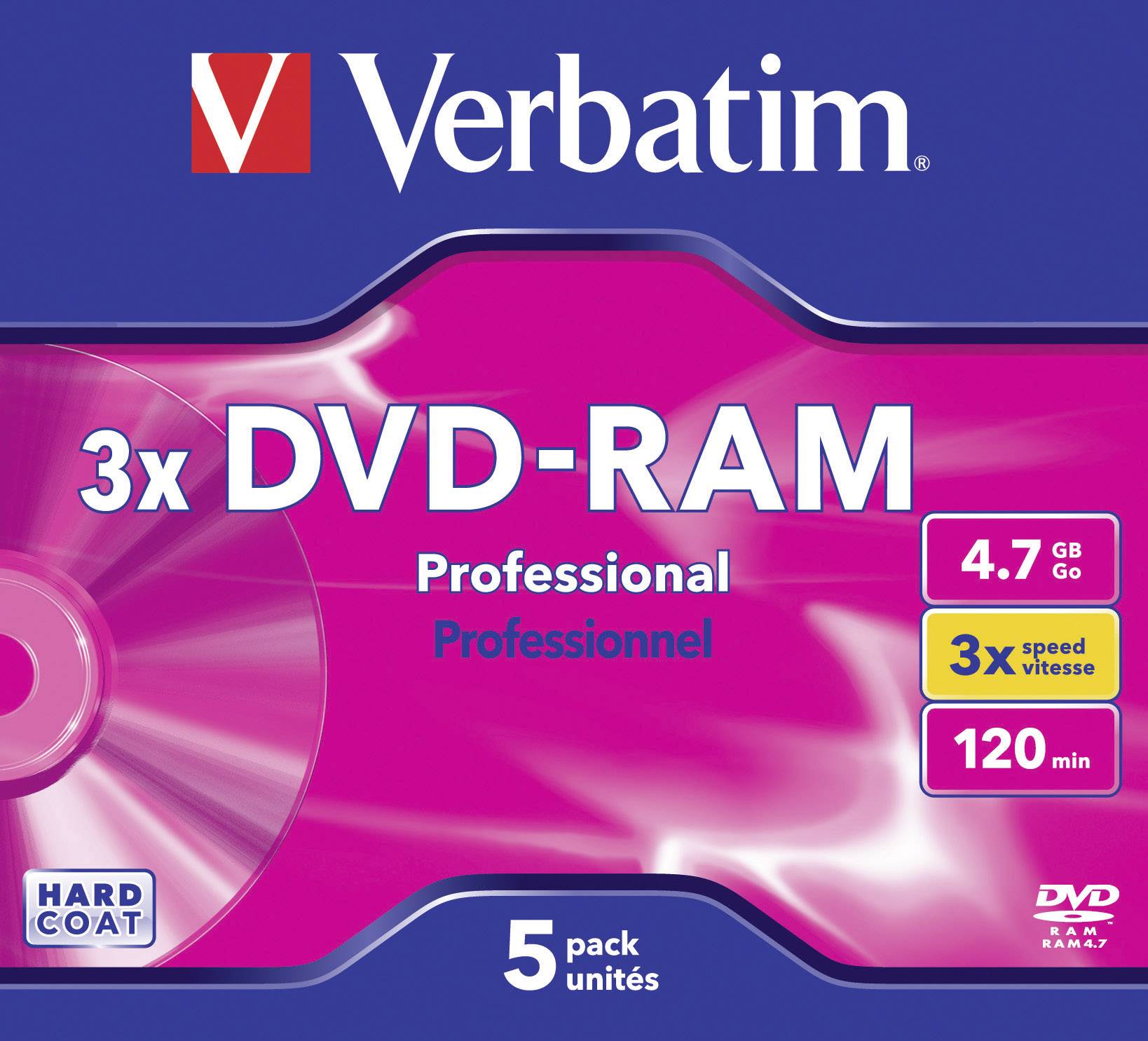 Verbatim 43491 DVD-RAM Rohling 4.7 GB 5 St. Jewelcase Antikratzbeschichtung