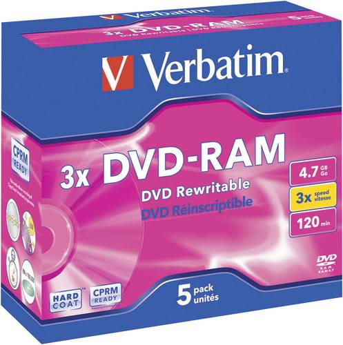 43450 DVD-RAM Rohling 4.7GB 5 St. Jewelcase Antikratzbeschichtung