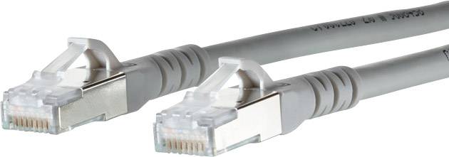 Zwei graue Ethernet-Kabel mit RJ45-Steckern zur Datenübertragung in Netzwerken.