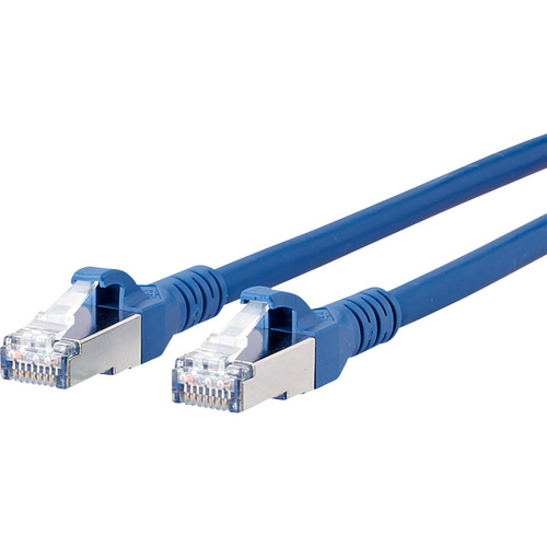 Metz Connect 1308451544-E RJ45 Câble réseau, câble patch CAT 6a S/FTP 1.50 m bleu avec cliquet d'encastrement 1 pc(s)