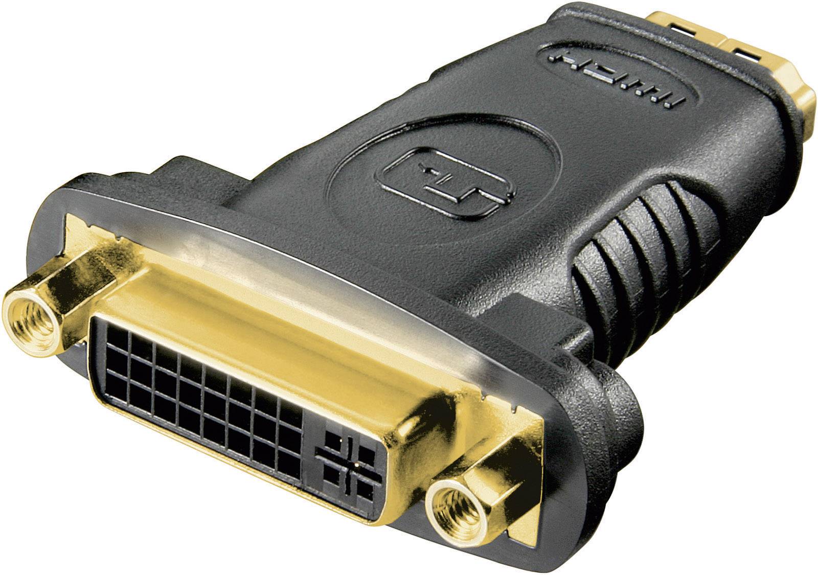 Goobay 68690 HDMI / DVI Adapter [1x HDMI-Buchse - 1x DVI-Buchse 24+5pol.] Schwarz vergoldete Steckkontakte