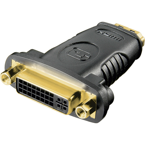 Goobay HDMI / DVI Adapter [1x HDMI-Buchse - 1x DVI-Buchse 24+5pol.] Schwarz vergoldete Steckkontakt